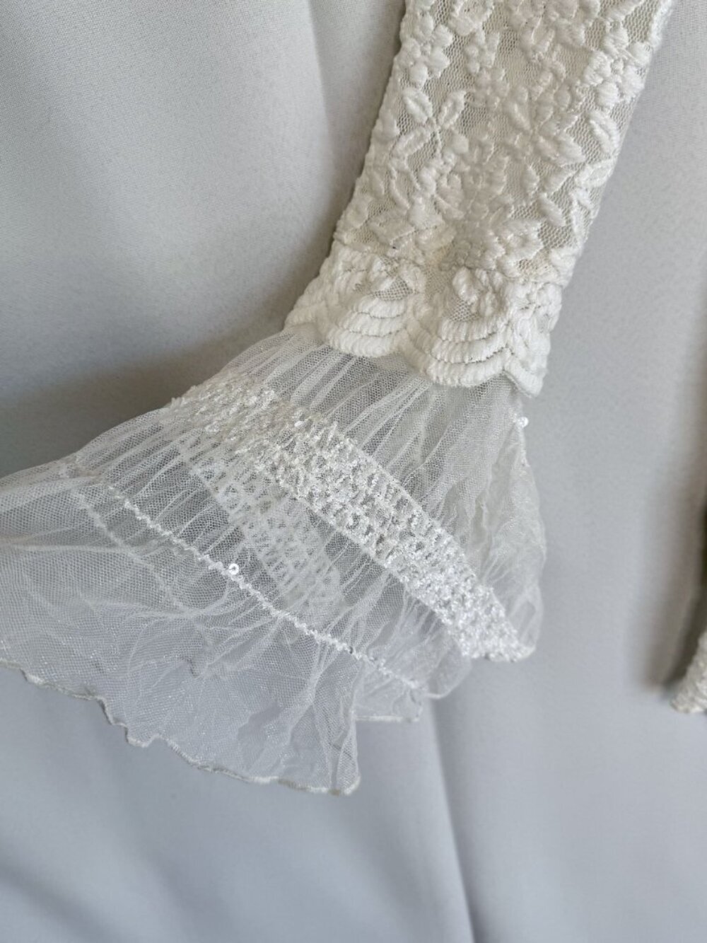 90s Vintage Design Today's White Stretch Lace Tunic Maxi Skirt Cord Set Large - Picture 4 of 16